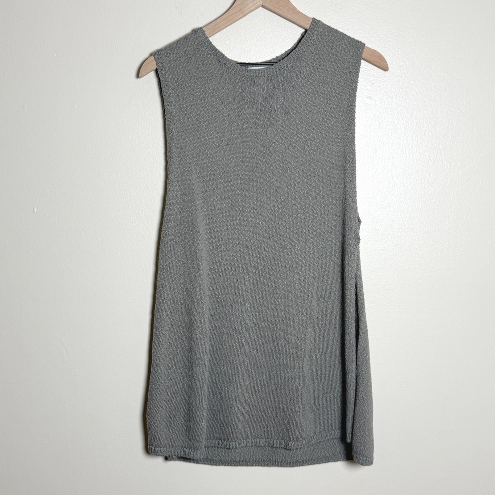FP Beach Free People‎ Grey Sleeveless Knit Tunic Top High Side Slit S Lagenlook